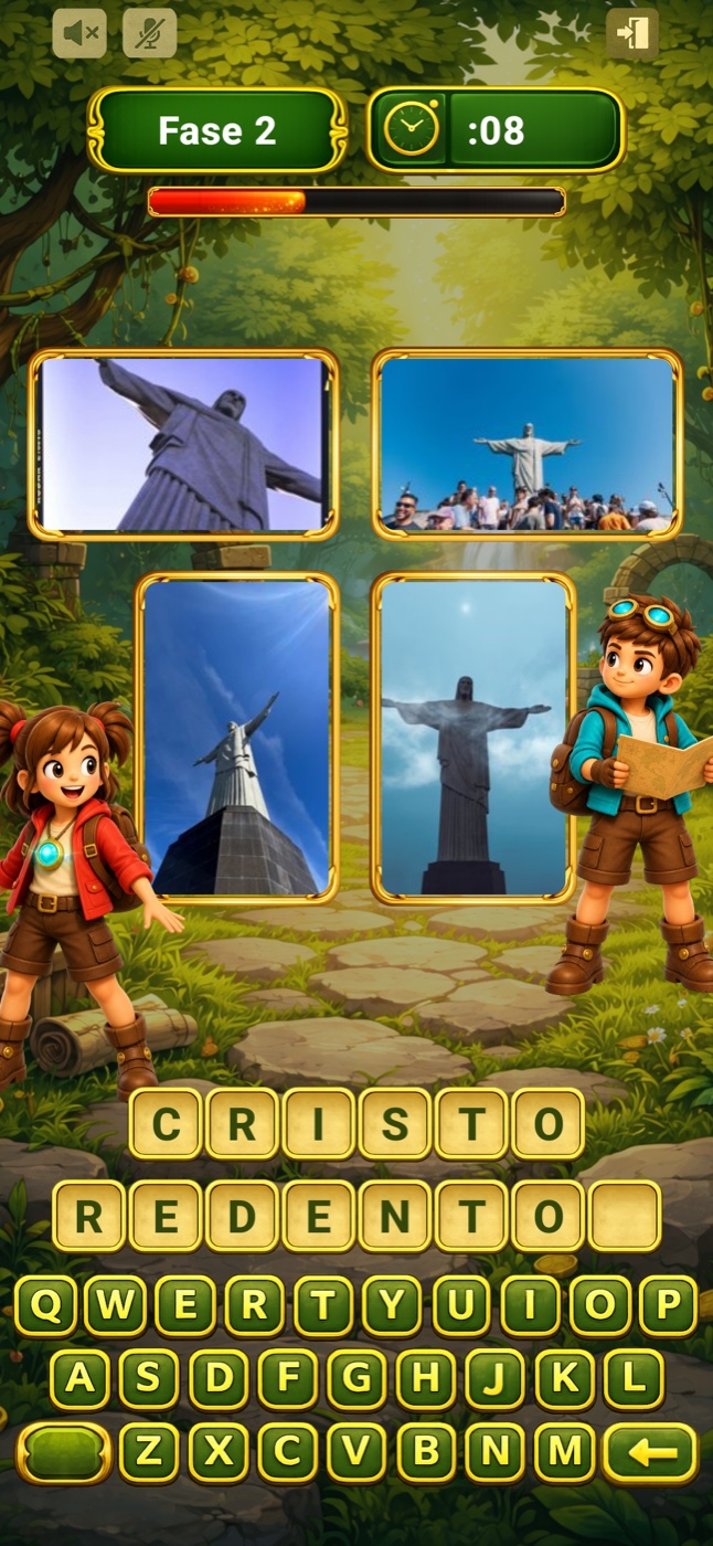 Fase de adivinhação com imagens do Cristo Redentor
